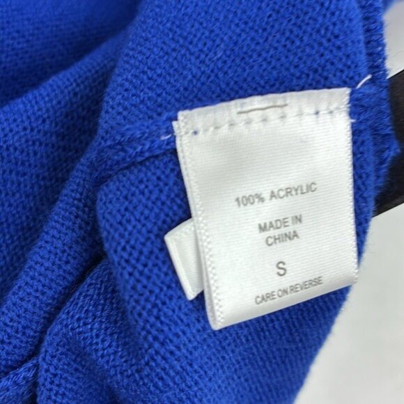 New York & Company Blue Zip Sweater Womens S Asymmetrical Full Zip Mock Neck - Picture 7 of 8